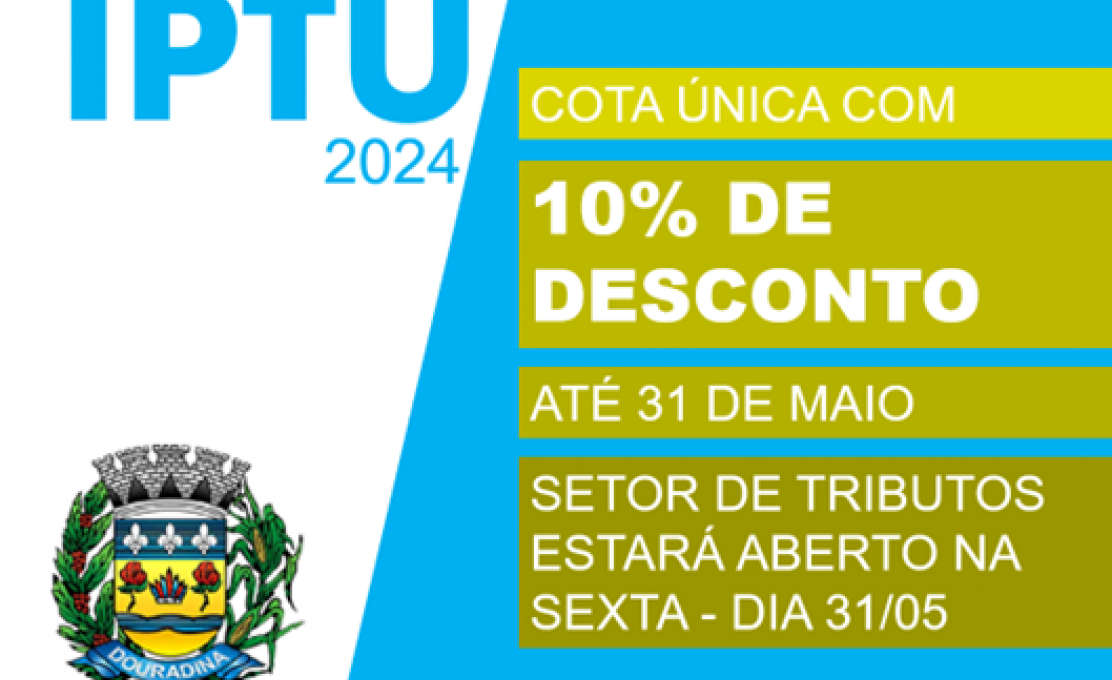 Pague seu IPTU com desconto até 31/maio