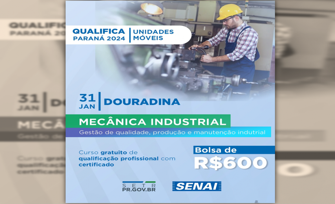 Curso: Mecânica Industrial, gestão de qualidade, produção e manutenção industrial.