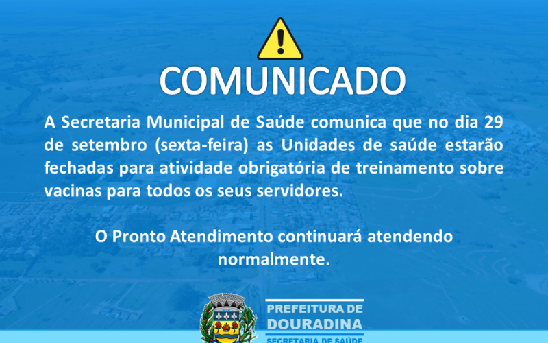 Comunicado de Fechamento Unidades de Saúde dia 29 de setembro